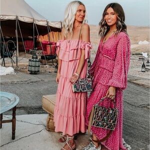 MISA Off Shoulder Micaela Coral Dress